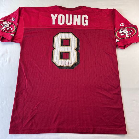 Champion San Francisco 49ers Jersey men’s 44 Steve Young #8 NFL Red Shirt - Picture 1 of 9